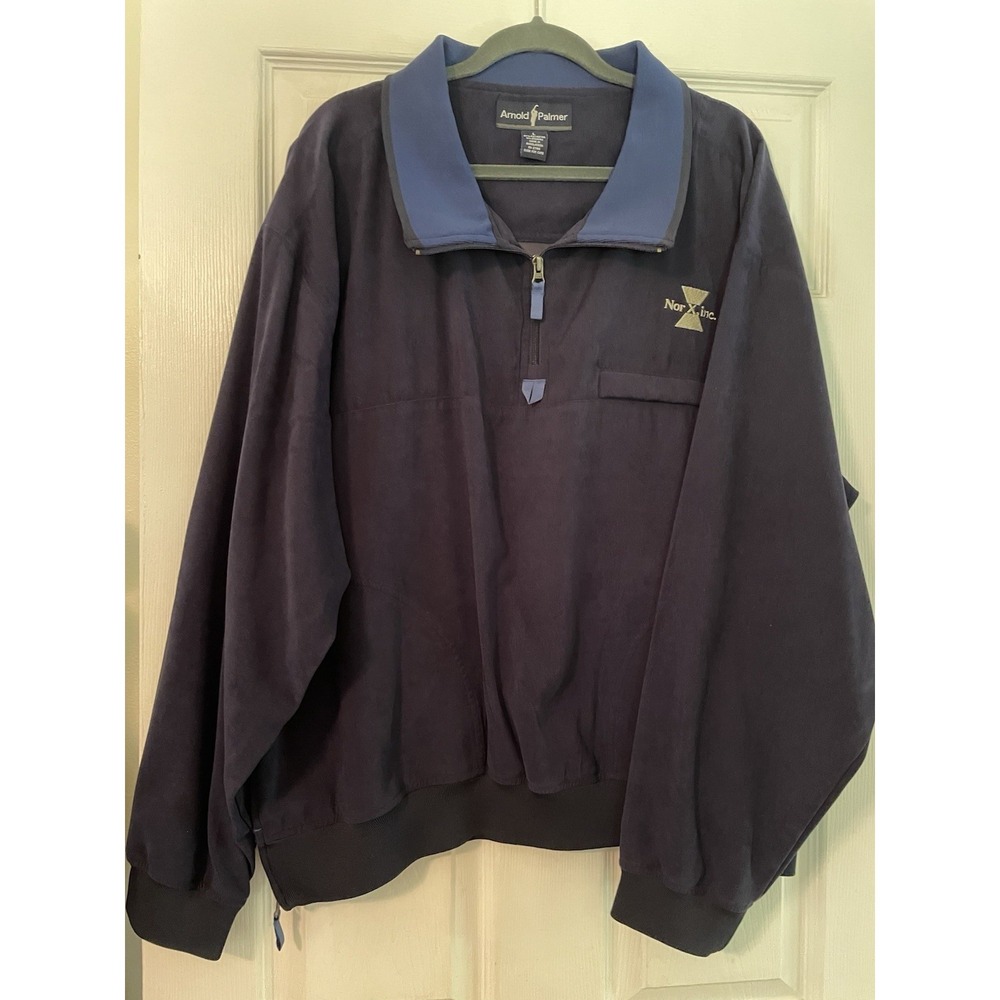 Arnold Palmer Quarter Zip Pullover Golf Jacket Men's‎ LG Navy Micro fiber/suede